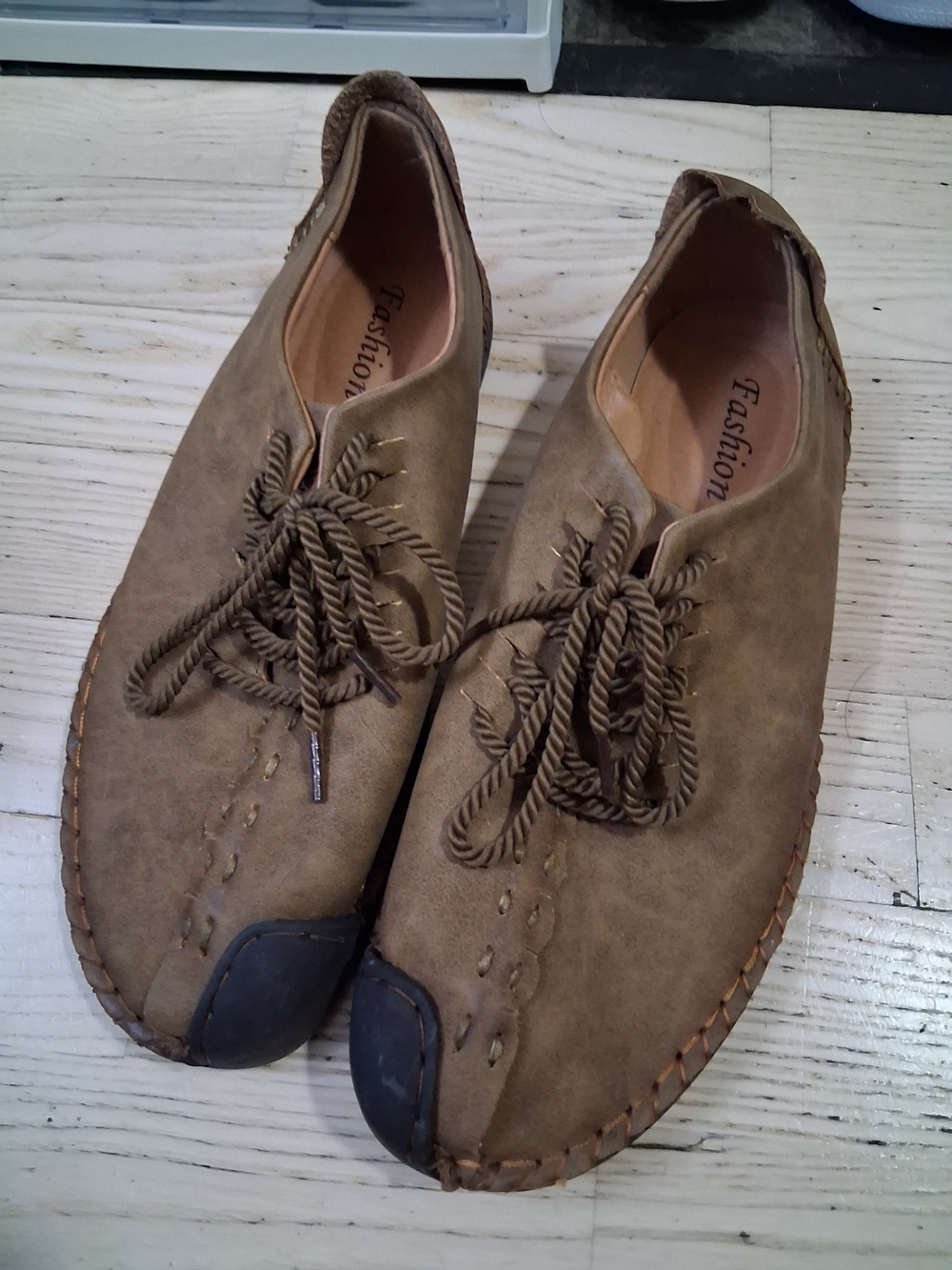 Fashion Men's Moccasins  Lace Up Comfort Casual Brown Leather Sz 10